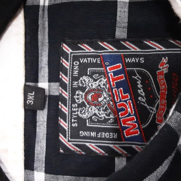 Mutfi men's shirt oll tab long sleeves casual button down linen blend plaid 3XL - Picture 7 of 9